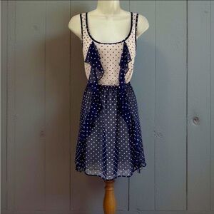 Darling Polka Dot Mini Dress School Work Lightweight Ruffle Church